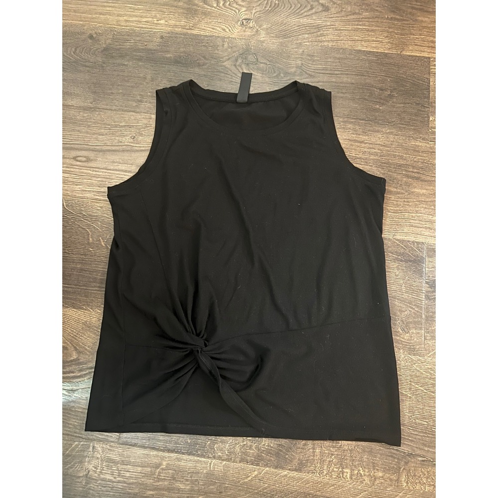 Yogalicious Womens Black Sleeveless Front Knot Activewear Tank Top‎ Large